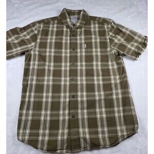 Carhartt Shirt Men's Medium Plaid Button‎ Up Short Sleeve Shirt